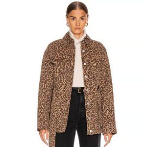 MARISSA WEBB Ellery Print Anorak Jacket Coat XS Filling Lined Leopard Brown B26